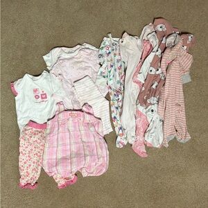 Baby Girl Pink Mixed Sleepwear & Rompers Lot